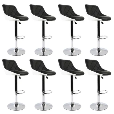 Produktbild von Barhocker 6er Set Drehbare Barstuhl Küchenhocker aus Kunstleder Höhenverstellbar Schwarz und Weiß
