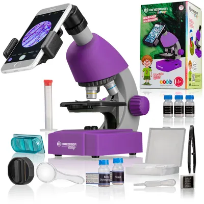 Produktbild von Bresser Optics Junior 40x-640x, Optisches Mikroskop, Violett, 640x, 40x, LED, Akku