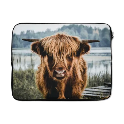 Produktbild von MuchoWow® Laptop Hülle 15 Zoll Kühe - Schottische Hochlandbewohner - Braun - Natur Laptoptasche - Laptoptasche - Sleeve - Rundum-Schutz
