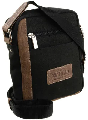Obrázek produktu pro Always Wild Pánská kožená crossbody taška černá 18x15 cm