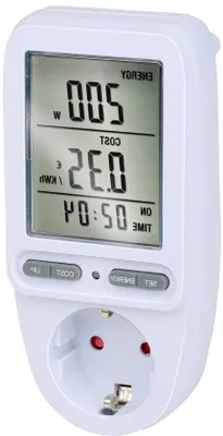 Productafbeelding van Energie Verbruiksmeter - Stroommeter Kostenmeter - Energie Besparen - LCD Display - Max 3680W - Wit