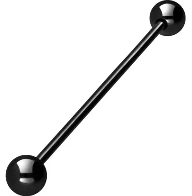 Produktbild von Zungenpiercing, Intim-Piercing Chirurgenstahl Barbell Schwarz Stablänge: 48mm + Stabstärke: 1,6mm + Kugelgröße: 6mm