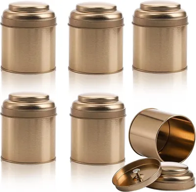 Immagine prodotto di 6 pezzi barattoli per tè con doppio coperchio ermetico Mini contenitori per tè barattoli rotondi per conservare tè caffè zucchero in foglie sciolte Candele fai da te 50g