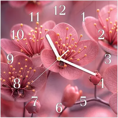 Produktbild von Wanduhr aus Glas mit Motiv Kirschbaumblüten- 30 x 30 cm - inkl. Aufhängesystem