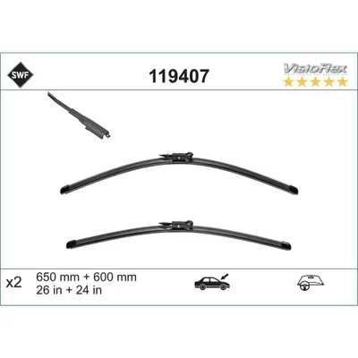 Obrázok produktu pre Stierač predný s plochým ramenom 650 mm so spojlerom SWF, napr. pre MB SPRINTER
