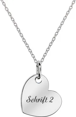 Produktbild von MATERIA by Matthias Wagner Gravur Kette mit Herz Anhänger - 925 Silber Herzkette Liebe rhodiniert 42-45cm KA-452