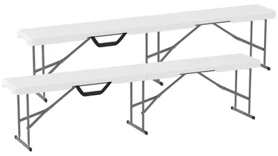 Produktbild von Campingbank, Kunststoff-Outdoor-Bank, 240 kg Belastbarkeit, Weiß
