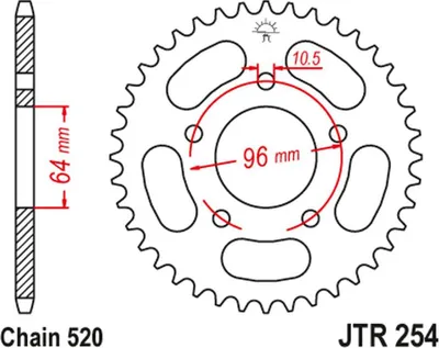 Produktbild von Jt Hinteres Ritzel 254 43 Für Honda Cbf 250 '04-'07 (25443Jt) (Kette 520)