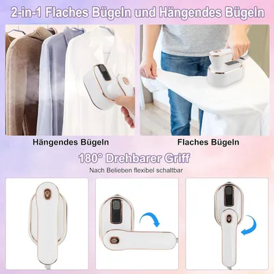 Produktbild von DTC GmbH Mini-Reise-Dampfbügeleisen, Trocken- & Nassbügeln, Keramik-Titan-Antihaft-Bügelsohle, für Kleidung & alle Stoffarten, 1 Pfund