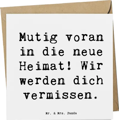 Produktbild von Mr. & Mrs. Panda Grußkarte Spruch Umzug in eine neue Stadt - Weiß - Geschenk, Lächeln ins Gesicht zaubern, Klappkarte, Trost, Zuversicht, Glückwunschkarte, anlasskarte