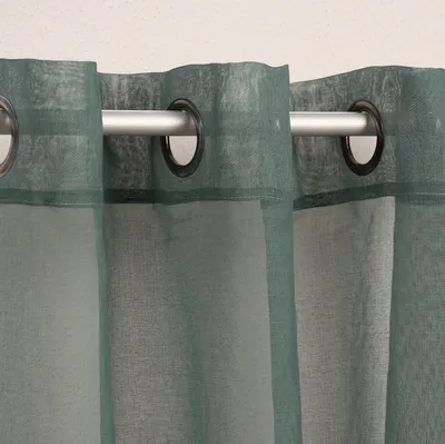 Produktbild von Ösengardine einfarbig Voile Struktur dunkelgrün 135x260cm