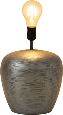 Produktbild von Marrakesch XXL Vintage Tischlampe Nachttischlampe 39cm groß | Boho Deko Tischleuchte Lampe im Wohnzimmer Schlafzimmer & Kinderzimmer | Tischleuchte Camden silber aus Metall E27 Lampenfassung