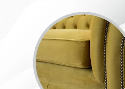 Produktbild von Chesterfield 3 Sitzer Gelbe Sofa Stoff Wohnzimmer Couchen Polster Sofas Textil