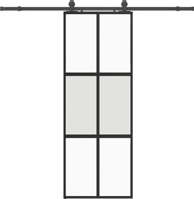 Zdjęcie produktu dla vidaXL Drzwi przesuwne z okuciem czarne 76x205 cm szkło hartowane