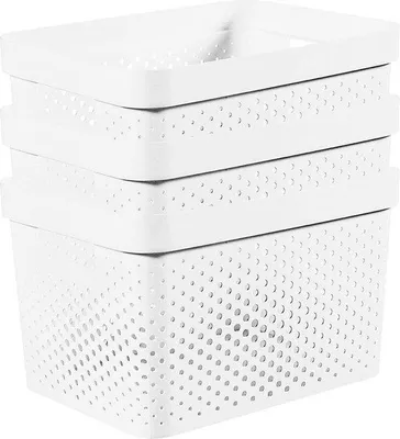 Image de Lot de 3 caisses de rangement recyclées - 17 litres - Blanc