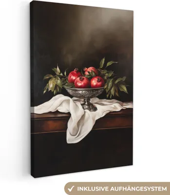 Produktbild von Wanddeko 60x90 cm - Stilleben - Granatäpfel, Leinwand Bilder Wohnzimmer