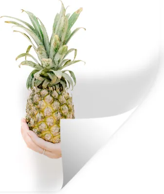 Produktbild von MuchoWow® Wandtattoo Wandsticker Wandaufkleber Tropisch - Ananas - Gelb 100x100 cm Selbstklebend und Repositionierbar - Wierderverwendbar - Selbstklebend