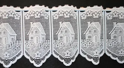Produktbild von Gardinen Kranzusch Scheibengardine Häuser 30x204 cm H/B Weiß Bistrogardine Vorhang Küche 1er Pack
