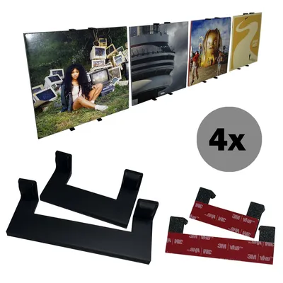 Produktbild von LP Wandhalterung - Schwarz - 4er Set - Vinyl Schallplatten Wandregal Display