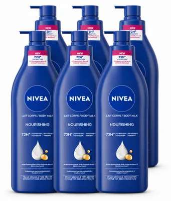 Produktbild von 6 x NIVEA Nourishing Body Milk - Für trockene bis sehr trockene Haut - 400 ml - Vorteilspackung - 6 Stücke