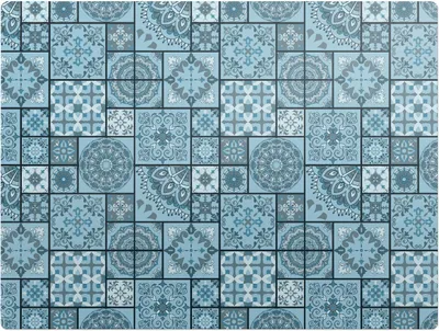 Produktbild von Geometrisches Mosaik – Bodenschutzmatte – Rutschfest – Schutzmatte für Büro – Vinylmatte – Stuhlunterlage – 120 x 90 cm