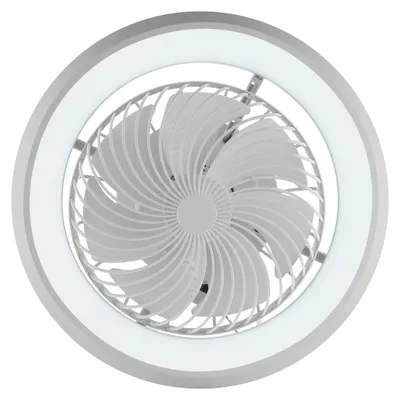 Image de Ventilateur de plafond avec éclairage LED - Ventilateur de plafond avec lumière - 75 W - Intensité réglable 3000–6500 K - 6 vitesses - Modèle fermé à 360° - Télécommande - Gris