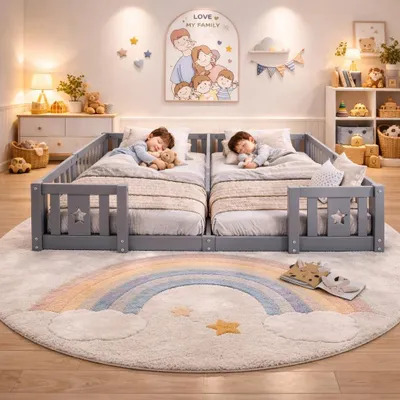 Obrázok produktu pre Detská postieľka s bočnicami a ochranou proti pádu - 90 x 200 cm - biela