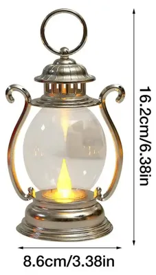 Produktbild von Vintage LED-Laterne im Retro-Stil mit Haken, batteriebetrieben – Weiß