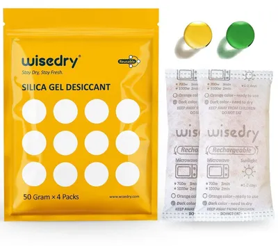Productafbeelding van Silicagel-droogmiddelpakjes met vochtindicator, 4 x 50 gram