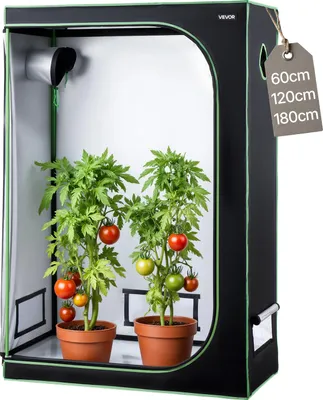 Obrázek produktu pro VEVOR pěstební stan, 120x60x180 cm, pěstební box 600D vysoce reflexní Mylar, stan pro pokojové rostliny s pozorovacím okénkem, spodní vaničkou a zipem, skleníkové pěstební stany pro ovoce, květiny a zeleninu