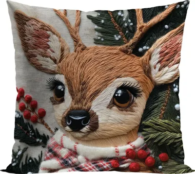 Produktbild von MARKIZETA | Weihnachtskissenhülle - Kissenbezug - 40 x 40 cm - Bunt - Reh - Kissenhülle - Weihnachten