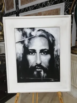 Image de Peinture à l'huile, tableau, œuvre d'art, peinture sur toile, représentation de Jésus, dimensions 63x93 cm,