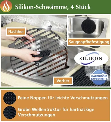 Productafbeelding van Siliconen sponzen, rond, 4 stuks, zwart