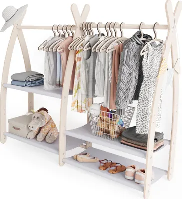 Produktbild von Kleiderstange Baby Kinderzimmer Kinderkleiderstange Grau Garderobe 100% ECO