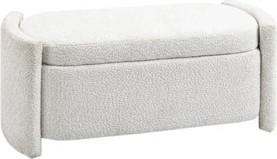 Produktbild von Sitzbank, Bettbank mit Stauraum, Polsterbank mit Deckel, Samtoptik, Aufbewahrungsbank, 105 x 44 x 45,5 cm Creme
