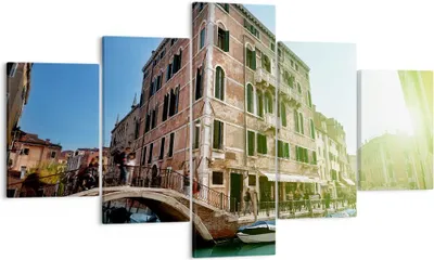 Produktbild von Bild auf Leinwand - Leinwandbild - Kanal Wasser Venedig Haus - 125x70cm - Wand Bild - Wanddeko - Leinwanddruck - Bilder - Kunstdruck - Wanddekoration - Leinwand bilder - Wandkunst - EA125x70-2725