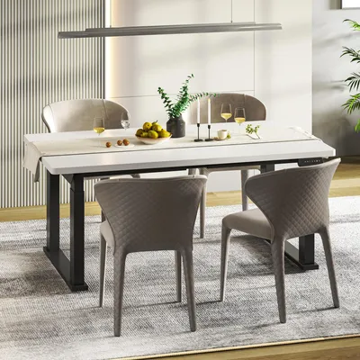 Produktbild von FLEXISPOT Höhenverstellbarer Esstisch 180x80 cm, elektrisch, stabile 4 Beine, bis 150 kg, mit Memory-Funktion, modernes Design für Esszimmer, Weiß