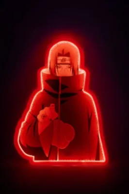 Image de Teknofun, Lampe murale néon Itachi Uchiwa 40cm, Noir / Rouge
