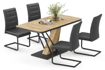 Immagine prodotto di Set di tavoli da pranzo Vicco Fenaro Rovere dorato 120 x 80 cm con 4 sedie da pranzo, nero, Model 62988