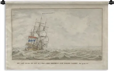 Produktbild von MuchoWow® Wandteppich Wandbehang Das Schiff Woestduin läuft auf den Noorderrassen auf Grund - Gemälde von Cornelis de Jonker 120x80 cm Tapisserie Dekoration Wandtuch - Wanddekorationen - Wandtücher