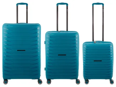 Produktbild von Franky Koffer 3er Set  PP15-55DF/69DF/77DF Spinner Gr. S/M/L mit TSA-Zahlenschloss Dehnfalte new turquise
