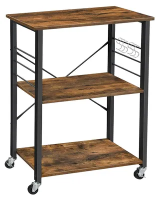 Zdjęcie produktu dla Półka kuchenna na kółkach – mobilne przechowywanie – przemysłowy design – 60 x 40 x 89 cm