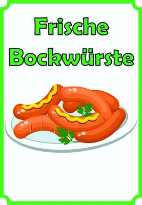 Produktbild von Frische Bockwürste Verkaufsschild Schild hochkant A1 Rückseite selbstklebend