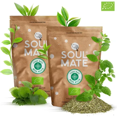 Produktbild von Soul Mate - Mate Tee Mega Menta 1kg - Luftgetrocknet - Intensive Frische & Natürliche Energie - Mit Minze - Yerba Mate Brasilien 2x500g