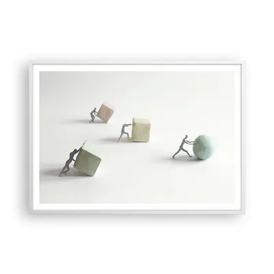 Produktbild von Gerahmtes Poster - Weißer Rahmen - Symbol Kugel Würfel - 100x70 cm - Wand Bild - Wanddeko - Wandbilder - Kunstposter - Wandposter - Bilderrahmen - Bilder - Kunstdruck - P2WAA100x70-4688