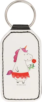 Produktbild von Mr. & Mrs. Panda schlüssel anhänger Einhorn Dame - Weiß - Geschenk, schlüsselbund, Schlüsselanhänger Mit Spruch, Trennung, Bachelorette, für, Freundin, Frau, Einhörner