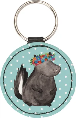Produktbild von Mr. & Mrs. Panda Schlüsselanhänger Stinktier Mädchen - Türkis Pastell - Geschenk, anhänger schlüssel, Skunk, Yoga, Raubtier, Taschenanhänger, kleiner, Wildtier, Namaste