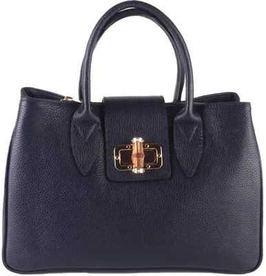 Immagine prodotto di Borsa a mano in pelle Giuliano, modello Lylou, da donna, prodotta in Italia, colore blu scuro