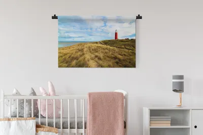Produktbild von MuchoWow® Wandteppich Wandbehang Strand - Leuchtturm - Düne 90x60 cm Tapisserie Dekoration Wandtuch - Wandskulpturen - Bildteppich