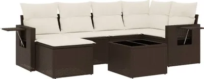 Produktbild von vidaXL 7-tlg. Garten-Sofagarnitur mit Kissen Braun Poly Rattan